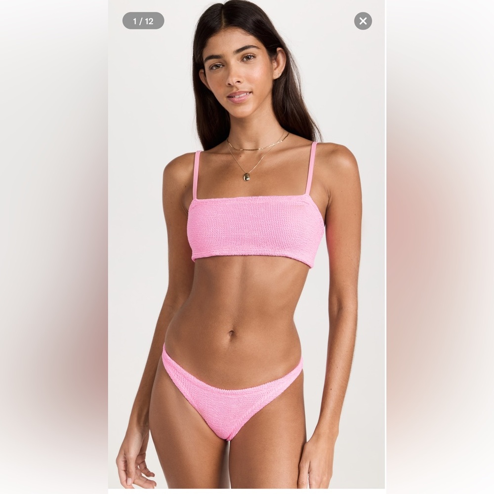 Pink Hunza G swimsuit.